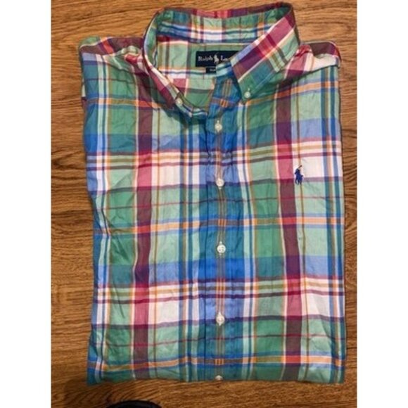 Ralph Lauren Mens Multi Colored Plaid Long Sleeve Button Front Shirt XXL - Picture 1 of 3